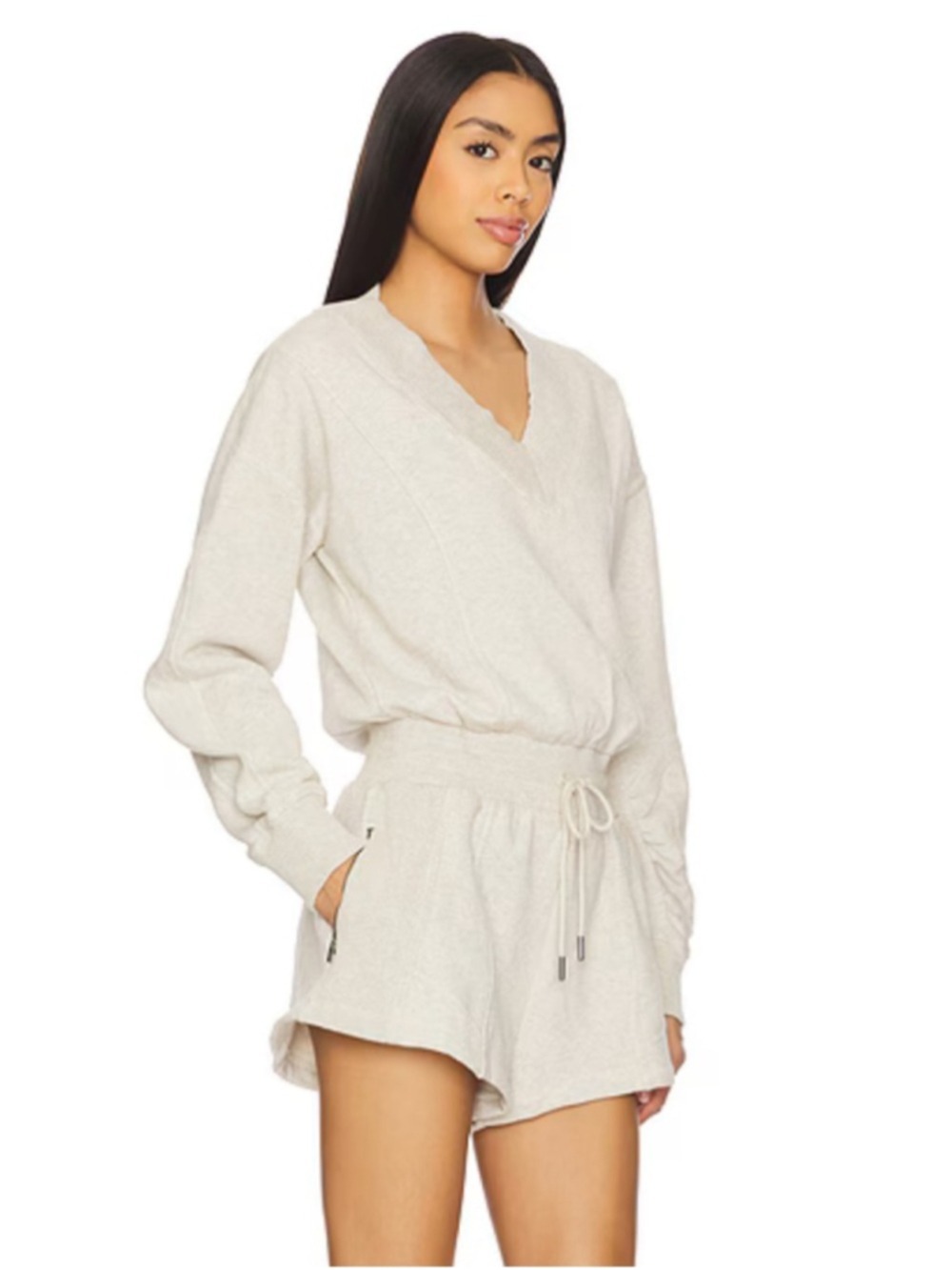 Free People Movement Intercept Romper in Heather Grey Fleece Cotton Lounge Sz M